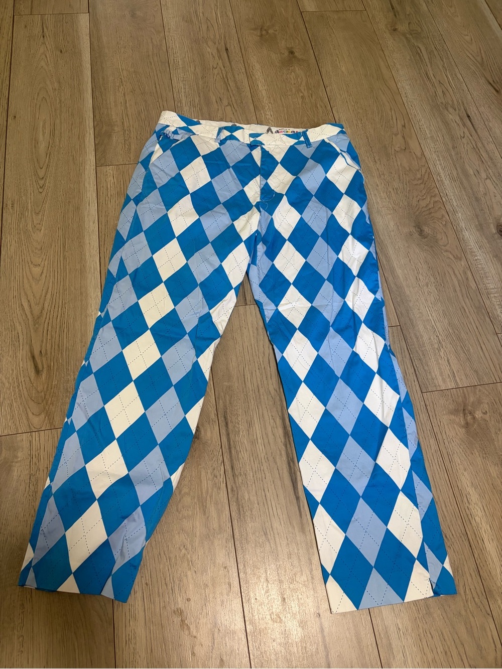 Blue & White Argyle Men’s Pants 38x32